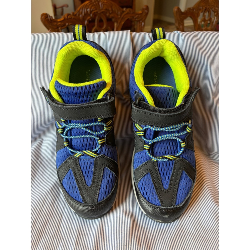 Merrell Ridge Trek Kids Hiking Shoes Blue Black Neon Yellow MF25AA3 Size 5W